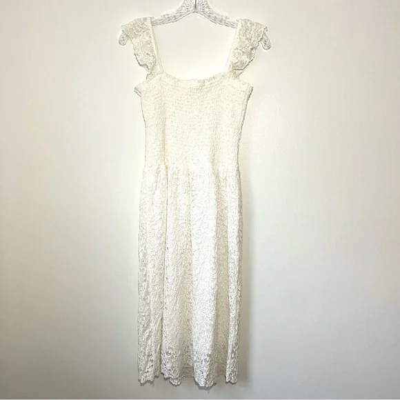 Anthropologie Maeve Anastasi Lace White Midi Dress - Picture 5 of 12